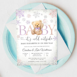 Winter-Teddybär-Baby-Shower-Einladung Einladung