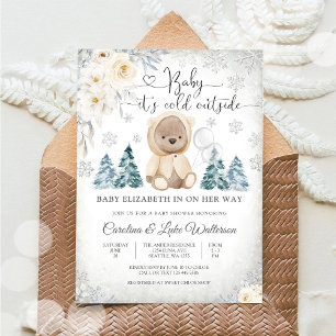 Winter-Teddybär-Baby-Shower-Einladung Einladung