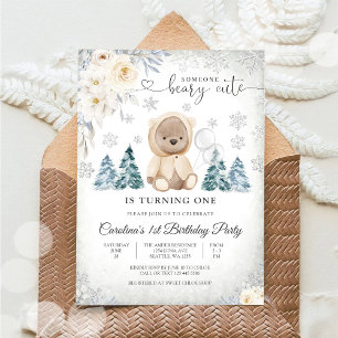 Winter-Teddybär-Geburtstagseinladung Einladung