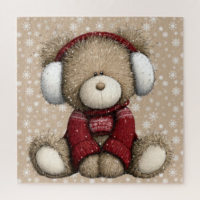 Winter-Teddybär-Puzzle (Vertikal)