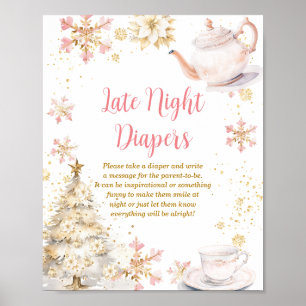 Winter-Teeparty-Baby-Party-Spätabend-Windeln Poster