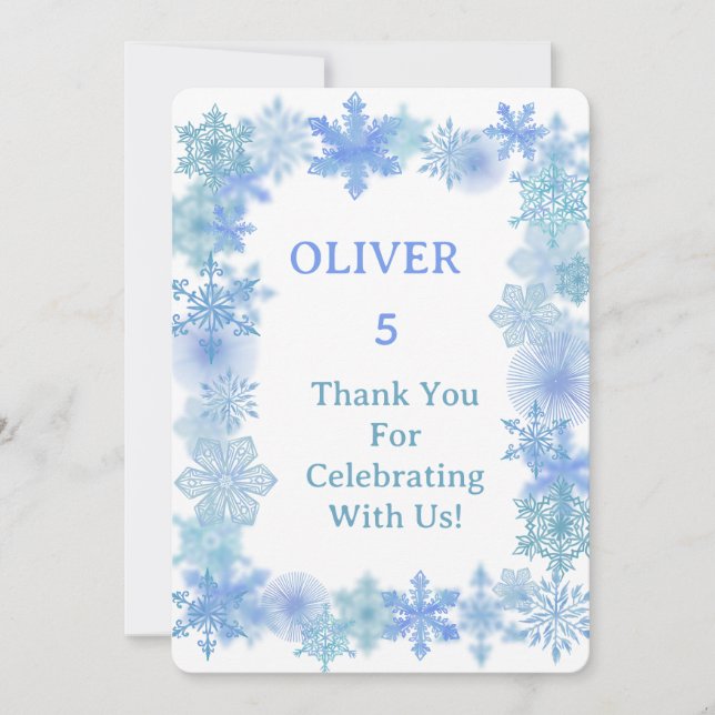 Winter Thank You Card, Minimalist Snowflake Thank  Dankeskarte (Vorderseite)
