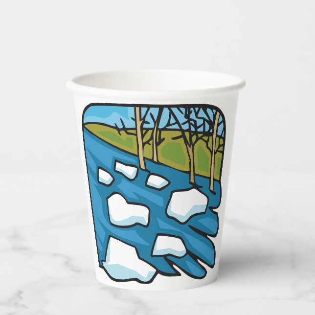 Winter Thaw River with Ice Floes Pappbecher (Vorderseite)
