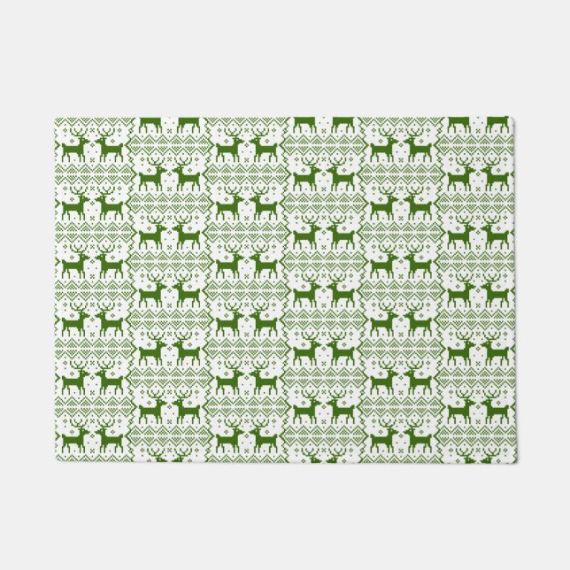 Winter Theme Reindeer Pattern Feiertag Weihnachten Fußmatte (Vorderseite)