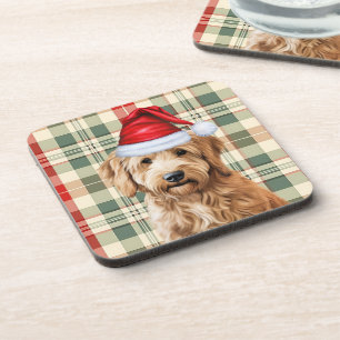 Winter Themed Goldendoodle Dog Urlaub Kariert Getränkeuntersetzer