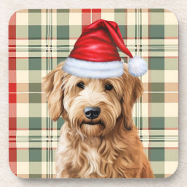 Winter Themed Goldendoodle Dog Urlaub Kariert Getränkeuntersetzer