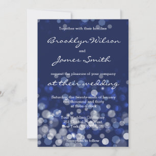 Winter Themed Weditations Einladungen Blue Bokeh