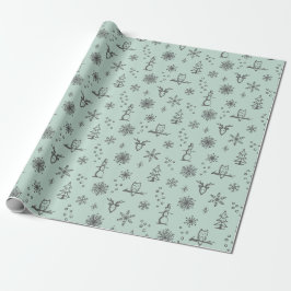Winter Things Wrapping Paper - Minze + Schiefer Geschenkpapier
