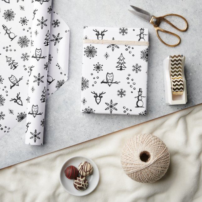 Winter Thumpenpapier - Schnee + Kohle Geschenkpapier (Kunsthandwerk)