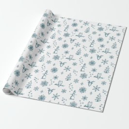 Winter Thumpenpapier - Schnee + Pfau Geschenkpapier