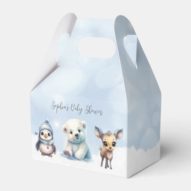 Winter Tiere Cold Outdoor Baby Dusche Gefälligkeit Geschenkschachtel (Vorderseite)