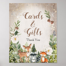 Winter Tiere Woodland Blumenkarten & Geschenke Unt Poster