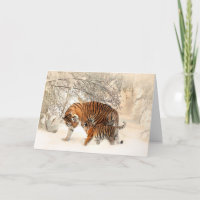 Winter Tigers benutzerdefinierte Grußkarte