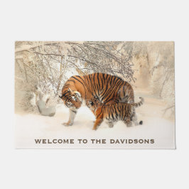 Winter Tigers benutzerdefinierte Text Begrüßungsma Fußmatte