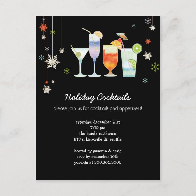 Winter Toast Fun Holiday Cocktail Party Postkarte (Vorderseite)