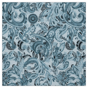 Winter traditionelles Paisley blauer Muster DIY Stoff