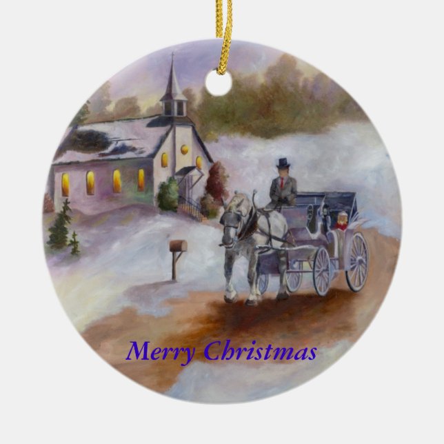 Winter-Traumweihnachtsverzierung Keramik Ornament (Vorne)