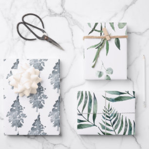 Winter Tree & Leaf Geschenkpapier Set