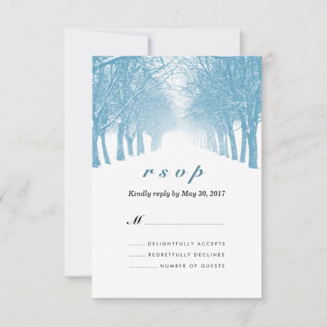 Winter Trees Avenue Wedding RSVP Card (Vorderseite)