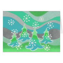 Winter Trees Green Grüße Karte