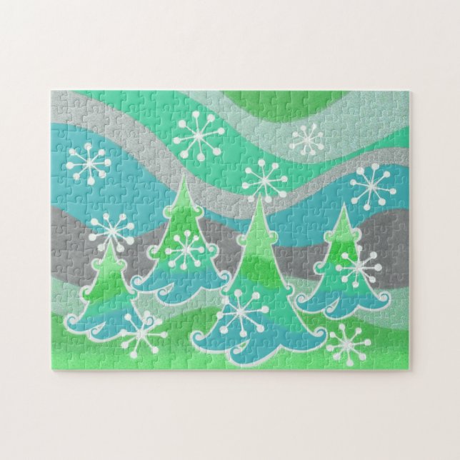 Winter Trees Green-Puzzle (Horizontal)