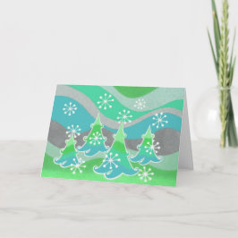 Winter Trees Green 'Season's Greetings' Karte