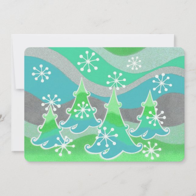 Winter Trees Grüne Einladung (Vorderseite)
