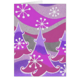 Winter Trees lila Grüße Karte vertikal