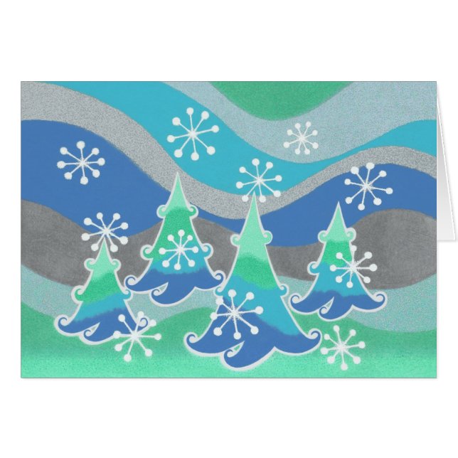 Winter Trees 'Season's Greetings' Karte (Vorderseite (Horizontal))