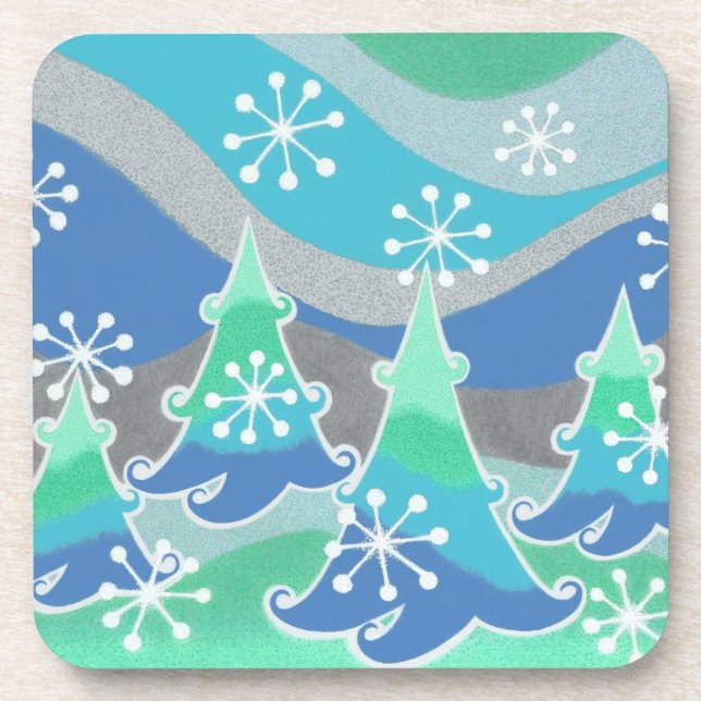 Winter Trees Untersetzer Set Kunststoff (Vorderseite)