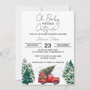 Winter Truck Forest Wonderland Kinderdusche Einladung