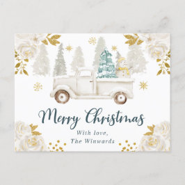 Winter Truck White & Gold Flora Weihnachten