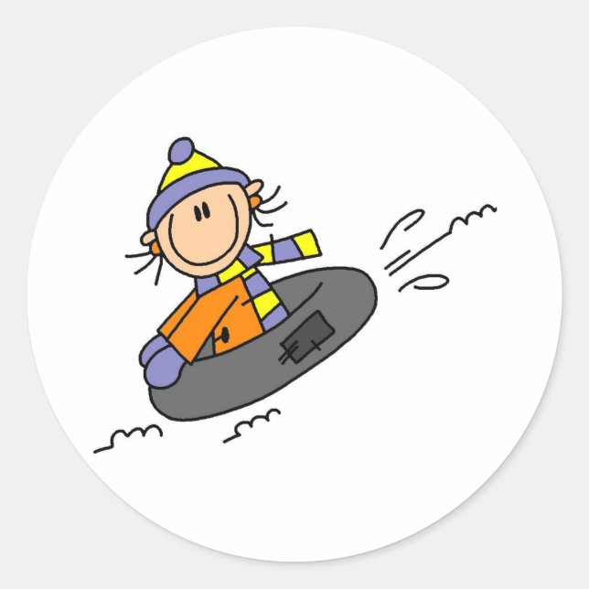 Winter Tubing Runder Aufkleber (Vorderseite)