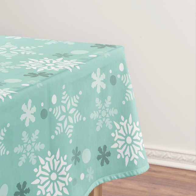 Winter Turquoise-Blue Snowflake Weihnachtssaison Tischdecke (Beispiel)