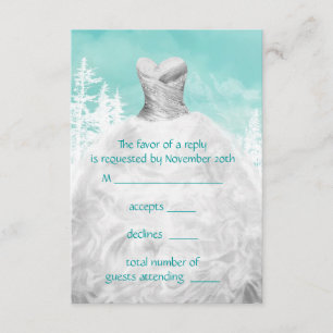 Winter Turquoise Blue Snowflakes Quinceanera UAWG RSVP Karte