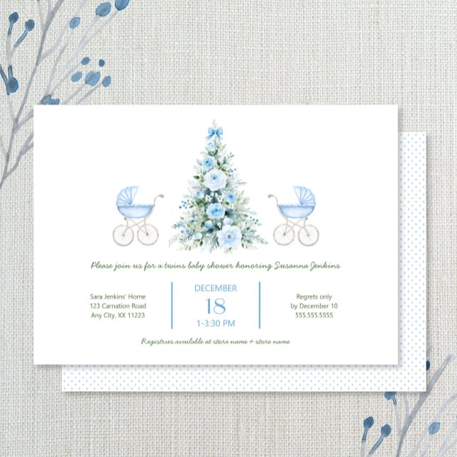 Winter twin boys Baby Shower Invitation (Créateur téléchargé)