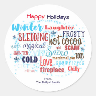 WINTER-Typografie-Spaß-Wortlaut-Gunst-Aufkleber Runder Aufkleber
