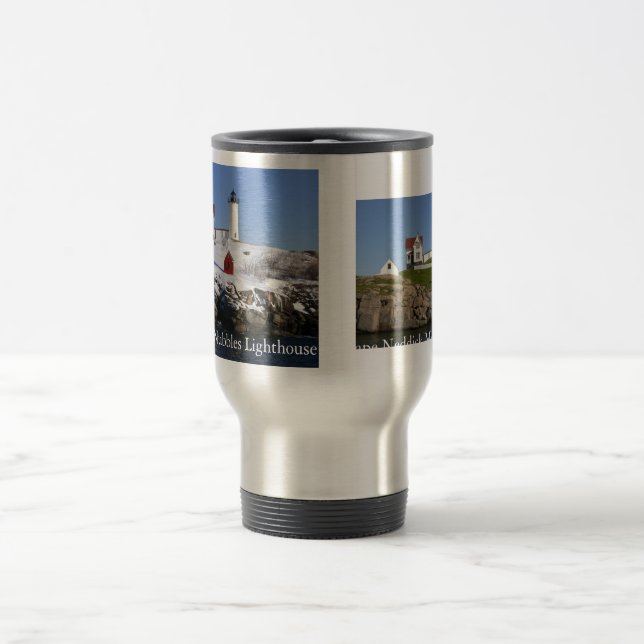 Winter-u. Sommer-Klumpen-Leuchtturm-Reise-Tasse Reisebecher (Mittel)