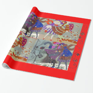 WINTER- UND HERBST-ART-DECO-SCHÖNHEIT MODE ,rot Geschenkpapier