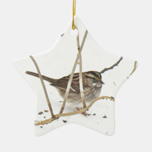 Winter und Sparrow Keramik Ornament