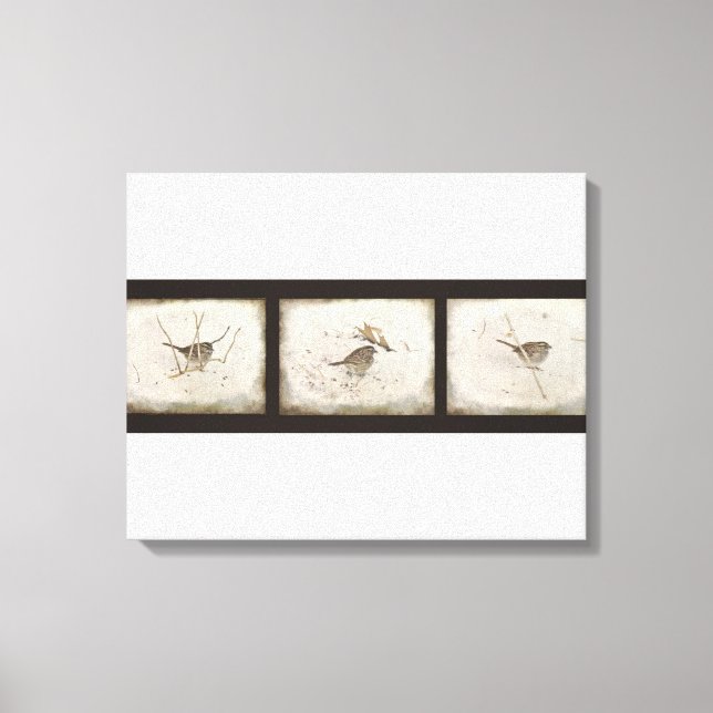 Winter und Sparrow Leinwanddruck (Vorderseite)