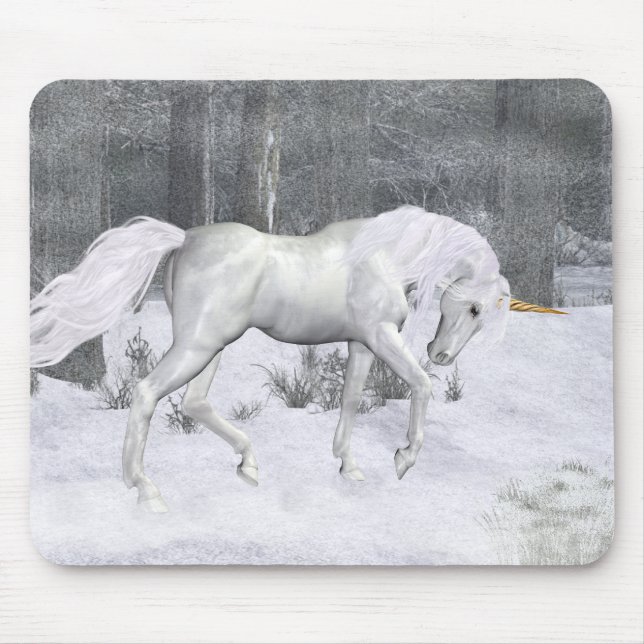 Winter Unicorn .. Fantasy Art Mousepad (Vorne)