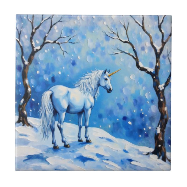 Winter Unicorn Fliese (Vorderseite)