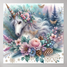 Winter Unicorn Magische Szene 1 Poster