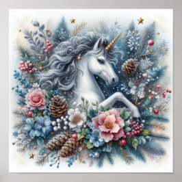 Winter Unicorn Magische Szene 6 Poster