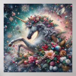 Winter Unicorn Magische Szene 7 Poster