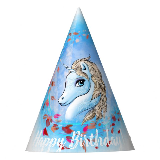 Winter Unicorn Party Hasen Partyhütchen (Vorderseite)