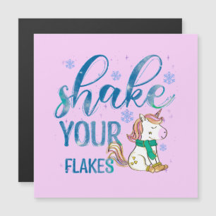 Winter Unicorn   Schütteln Sie Ihre Flakes   Spaß  Magnetkarte