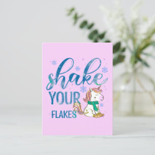Winter Unicorn Schütteln Sie Ihre Flakes Spaß Postkarte