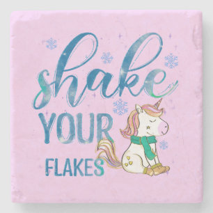Winter Unicorn Schütteln Sie Ihre Flakes Spaß Steinuntersetzer